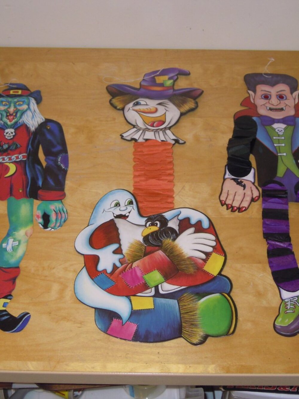3 Lot vtg 80/90s Halloween Decoration Die Cut Dracula Witch Wall Window Decor